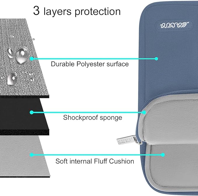 MOSISO Laptop Case 15 inch, 15 inch Laptop Sleeve Compatible with MacBook Air M5 A3448 M4 A3241 M3 A3114 M2 A2941 2026-2023, Dell XPS, Polyester Vertical Computer Sleeve Bag with Pocket, Steel Blue