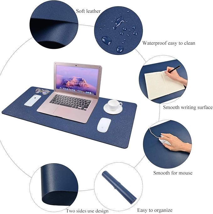 Desk Pad for Office Home 31" x 13",PU Leather Waterproof Large Desk Writing Mat Organizer,Multifunctional Ultra Thin Dual Use Desk Blotters Mouse Pad Protector …