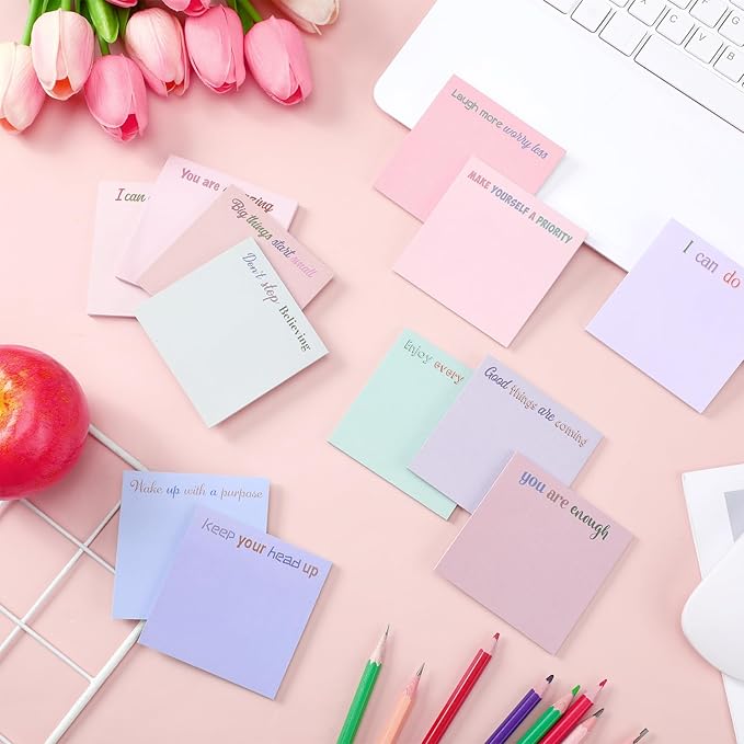 Yinder 24 Pcs Inspirational Sticky Notes Thank You Gift Motivational Sticky Note Pad Employee Appreciation Gift Bulk for Staff Coworker Teacher Nurse Office Groups 3 x 3'' (Inspire,Aesthetics)