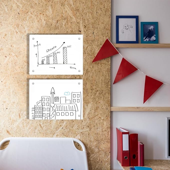 TORASO Glass Whiteboard, Dry Erase White Board, 11.8" x 15.7" Small Glass Board for Home Kitchen, Office, Frameless, Brilliance White(BB-WH-3040)