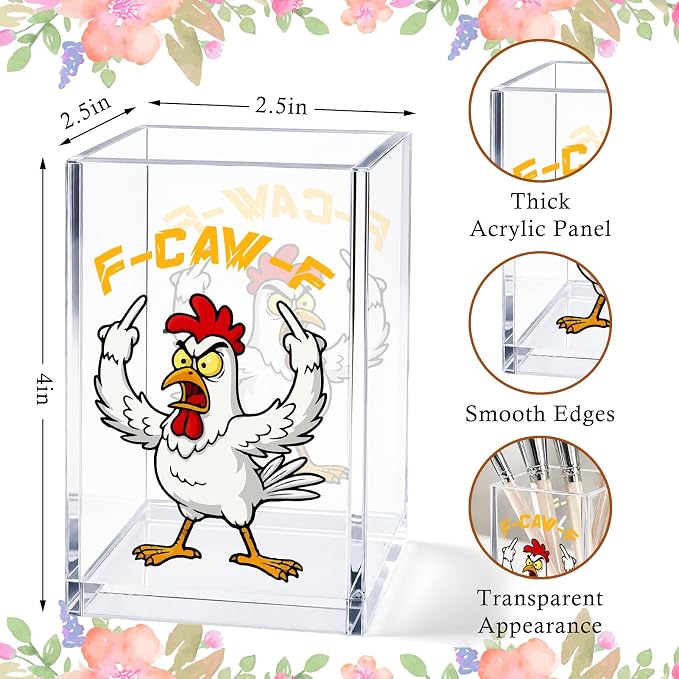 Funny Acrylic Pen Holder Cup, Hidden Message Desk Decor, Sarcastic Pencil Holder Organizer, Coworker Gag Gift, Office Desk Accessories