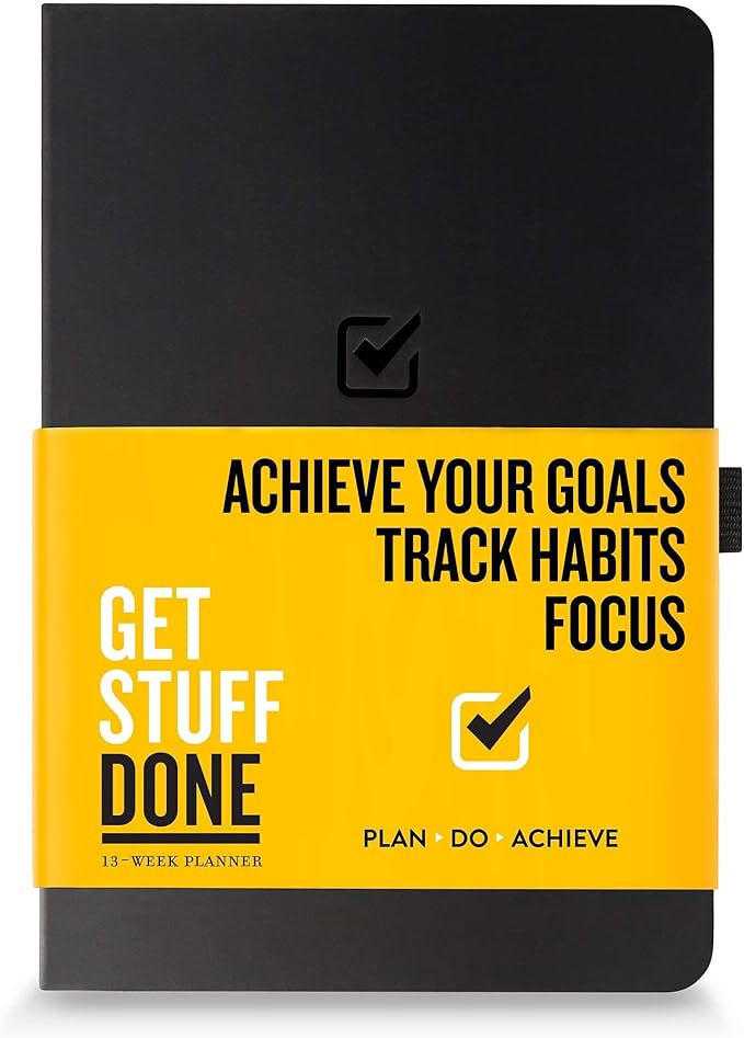 Get Stuff Done Productivity Planner, Daily, Weekly & Monthly Undated Agenda Planners for Full Focus and Goal Setting, Personal Organizers for Men & Women, 8.3" x 5.5"