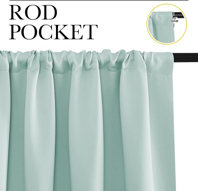 NICETOWN Blackout Curtains for Living Curtains, Aqua Blue, 2 Panels, 52 by 95, Room Darkening Window Curtain Panels, Easy-Care Solid Thermal Insulated Draperies/Drapes for Daughter Room