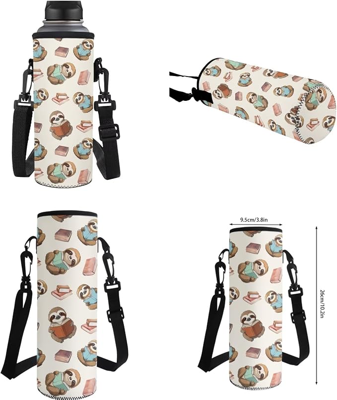 Ystardream Funny Sloth Book School Backpack for Girls Backapck with Luch Bag for Kids 17 Inch Elementary School Daypack with Zipper Pencil Case,Water Bottle Sleeve 4 in 1 Set for Little Big Kid