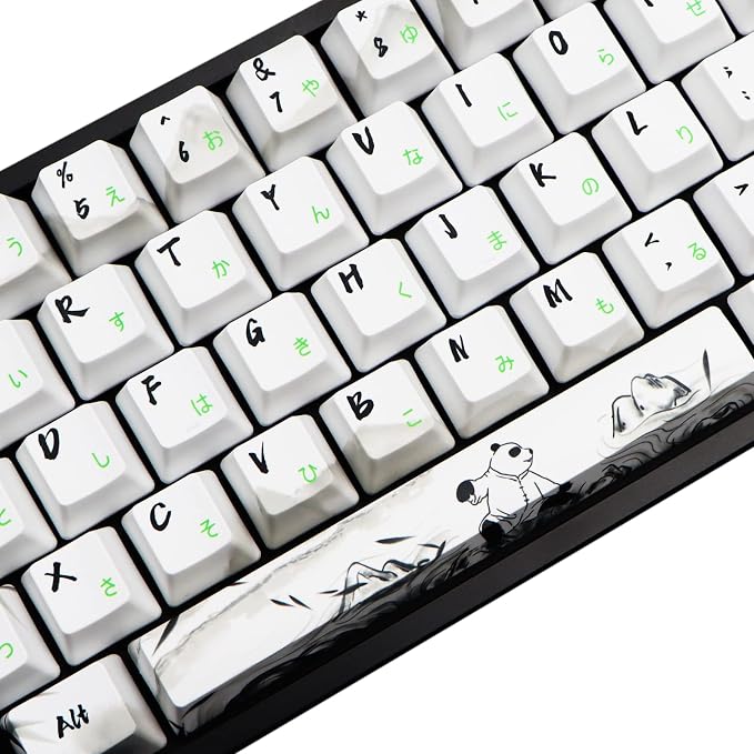 MOLGRIA Keycaps 68 Set Ink Panda for 68 Keys Keyboard, Custom PBT OEM Profile Key Caps with Japanese Font for Cherry MX Khail Switches Gaming Keyboard