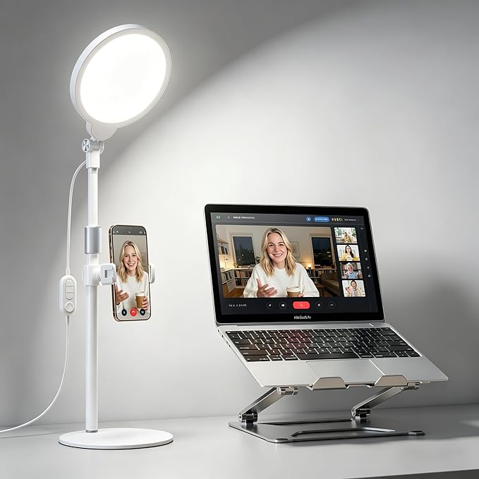 7" Desk Ring Light with Stand for Computer, 30 Lighting Modes for Video Conference, Zoom Lighting for Computer, Adjustable Desk Light for Video Recording, Calls, Podcast, Stream, 3000K-6500K, CRI 97.8