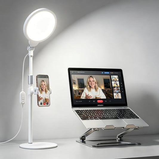 7" Desk Ring Light with Stand for Computer, 30 Lighting Modes for Video Conference, Zoom Lighting for Computer, Adjustable Desk Light for Video Recording, Calls, Podcast, Stream, 3000K-6500K, CRI 97.8