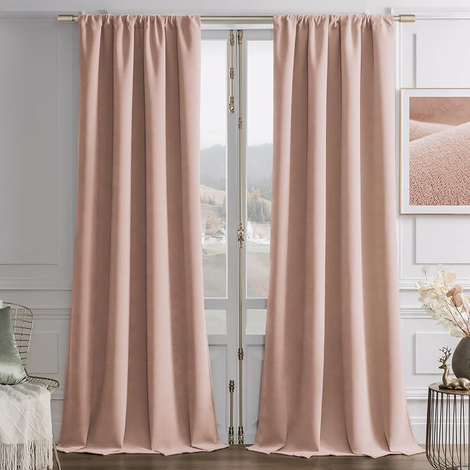 Joydeco Candy Pink Velvet Curtains 90 Inches 2 Panels, Luxury Thermal Insulated Soft Pink Curtains for Bedroom & Living Room, Room Darkening Velvet Drapes, Rod Pocket (52W x 90L)