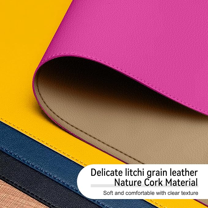 Dual Sided Leather Desk Mat - Waterproof Desk Pad - Ideal for Large Mouse Pad and Desk Mats on Top of Desks (Rose, 33"*13")