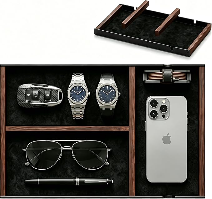 Magnetic Desk Organizer Tray — Your Order Freely Defined — Modular EDC Valet Tray for Desk & Drawer — Premium Modern Catch-All Tray for Office Workspace Home Décor & Tech Storage