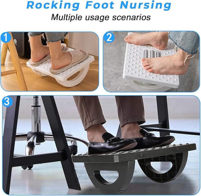 Foot Rest Under Desk, Larger Size Office Desk Footrest,Rocking Foot Nursing Stool,Rocker Balance Board,Ergonomic Design for Posture Support, Office and Home Use (White)