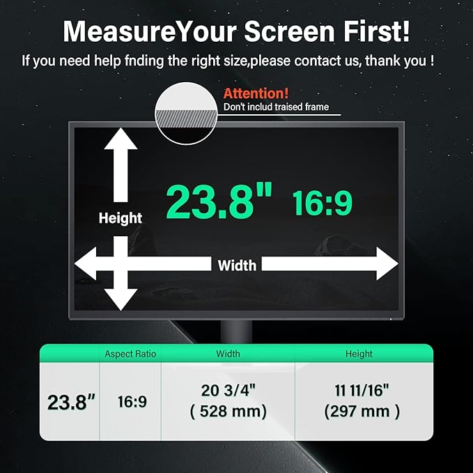 [2 Pack] 23.8 Inch Computer Privacy Screen for 16:9 Aspect Ratio Widescreen Monitor, Eye Protection Anti Glare Blue Light Computer Monitor Privacy Filter, Removable 23.8 in Protector Film