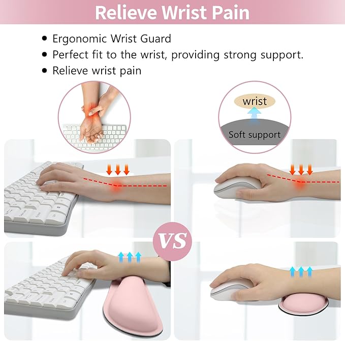 Desk Pad and Keyboard Wrist Rest, 3in1 Mousepad + Keyboard Wrist Rest+Mouse Wrist Rest for Home Office Table Computer Cover. (31.5×15.7,Pink)