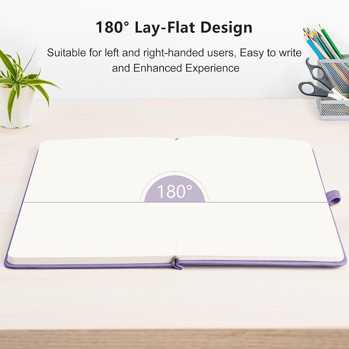 RETTACY Blank Journal Notebook, 192 Pages, A5 Medium Size (5.7'' x 8.3''), Leather Hardcover, 100 GSM Thick Paper, for Sketching, Drawing, Painting (Purple)
