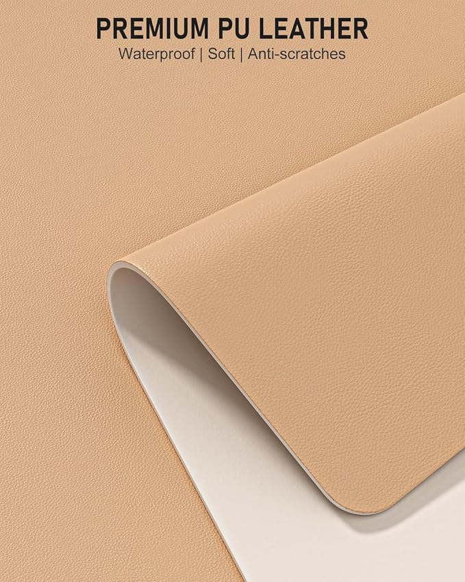 Desk Pad, 30" x 14" PU Leather Non-Slip Desk Mat Large Mouse Pad for Desktop, Waterproof Laptop Computer Writing Mat for Office, Home, Work, Gaming, Lead Yellow