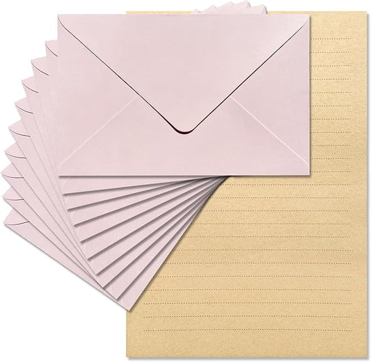 Tuhangcc Premium Velvet-Touch Stationery Set with Unique Design Colors - Best Paper and Elegant 4x6 Envelopes (24 Writing Sheets + 12 Envelopes) for Love Letters and Party Invitations (Pink)