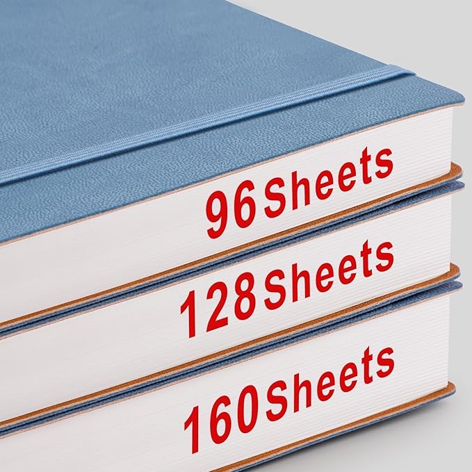 AHGXG Dotted Journal - Large A4 Notebook Dotted, 8.5''×11'', 320 Pages Dot Grid Notebook, 100gsm Thick Paper, Leather Softcover, with Journal Stencils, Inner Pocket, Gray Blue