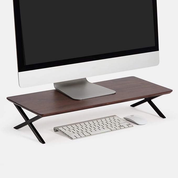 Anji Mountain Monitor Stand - Desktop Organizer & Laptop Riser, Ergonomic Monitor Riser, Space-Saving Monitor Stand for Desk, Durable Construction, Easy Assembly, Ideal for Home & Office,Walnut