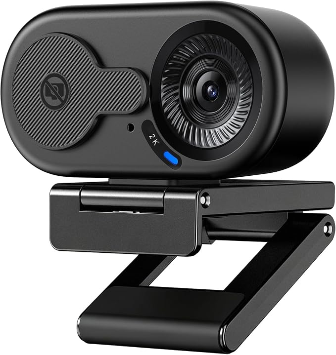 EMEET C100 2K Webcam for PC, Built-in Mic, Rotating Privacy Cover, Portable Metal Clip, Computer Camera for Home Office, Meetings, Learning, Streaming, External Webcam for Desktop, Laptop, PC USB-A