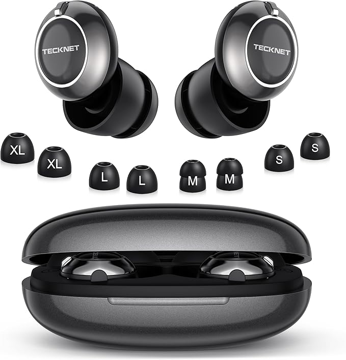 TECKNET Ear Plugs for Sleeping Noise Cancelling - 3 Adjustable Levels Noise Earplugs with 8 EarTips, 20dB (SNR) Reduction, Reusable Soft Silicone Earplugs for Focus, Work, Travel, Concert