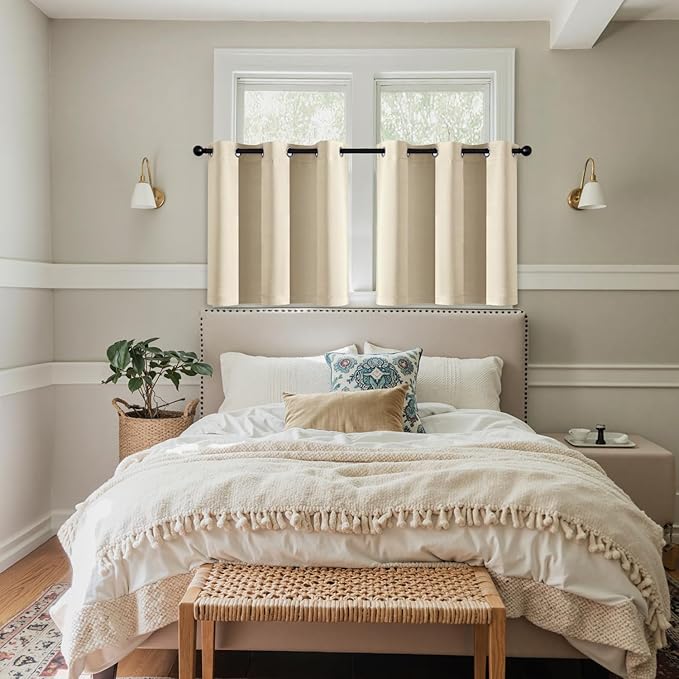 MIULEE Blackout Curtains for Bedroom Living Room 2 Panels, Thermal Insulated Room Darkening Drapes Grommet Noise Reducing Light Blocking Window Treatments 36 Inches Long 40x36 Inch Cream Beige