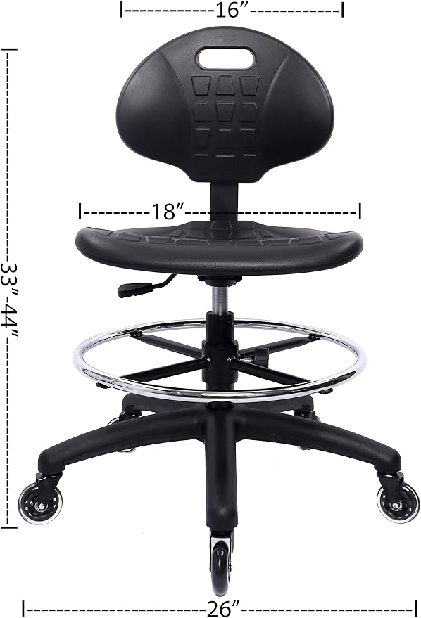 ESD Anti Static Ergonomic Polyurethane Chair Adjustable Height Heavy Duty Easy to Clean for Research, Laboratory and Cleanroom (Rollerblade Style Rubber Casters, Medium Chair)