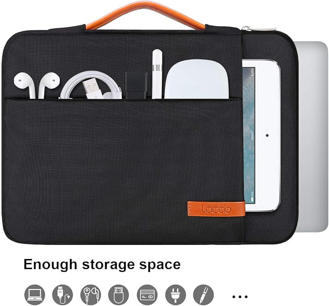 Lacdo 360° Protective Laptop Sleeve Case for 15 inch New MacBook Air M5/A3448 (2026), M4 A3241 2025, M3 A3114, M2 A2941 2024-2023, 15 inch MacBook Pro A1990 A1707, Computer Bag, Water-Resistant, Black