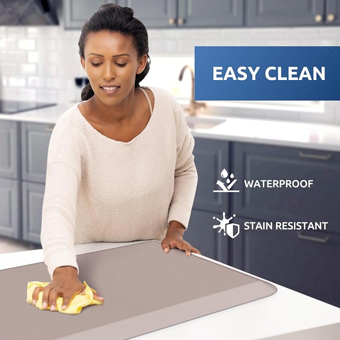 KitchenClouds Kitchen Mat Cushioned Anti Fatigue Kitchen Rug Non Slip Standing Mat Comfort Floor Mats for Sink Office (17.3"x60"- 0.8inch,Khaki) | Water-Resistant, Non-Slip, Easy to Clean Comfort Floor Mat for Kitchen, Sink & Office, Multiple Colors & ...