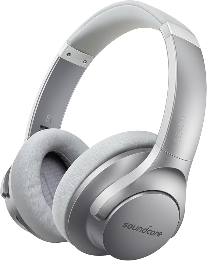 Soundcore Anker Life Q20 Hybrid Active Noise Cancelling Headphones, Wireless Over Ear Bluetooth Headphones, 60H Playtime, Hi-Res Audio, Deep Bass, Foam Ear Cups, Travel, Office, USB-C Charging