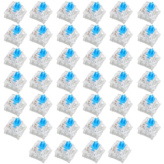 Sibba 40 Pcs Mechanical Keyboard Switches 3 Pin Blue Keyboard Clicker Replacement Clicky Switches Dustproof Clicker Pre-Lubricated Keyboards Accessories for Mechanical Gaming Keyboards