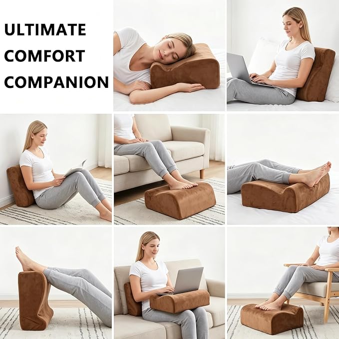 Foot Rest for Under Desk at Work, Ergonomic Footrest Multifunctional 3-Tier Foot Stool, Support Foot Pillow for Office Chair Gaming Chair Leg Elevation Pillow (Brown, One Size)
