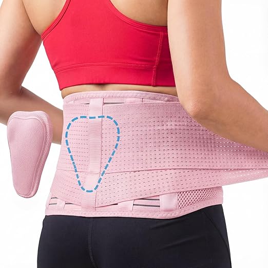 Sparthos Back Brace for Women & Men, Sciatica, Lower Back Pain - Pink-SM