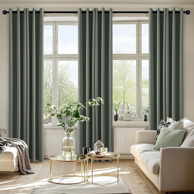 MIULEE Blackout Curtains for Bedroom Living Room 2 Panels, Thermal Insulated Room Darkening Drapes Grommet Noise Reducing Light Blocking Window Treatments 72 Inches Long 40x72 Inch Dark Mallard
