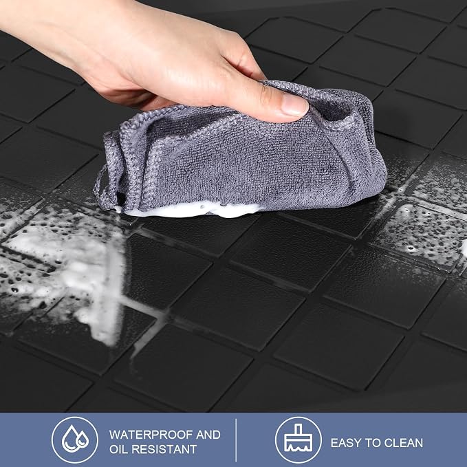 Cushioned Kitchen Mat 2 PCS, Anti Fatigue Kitchen Rugs, Heavy Duty Kitchen Rugs and Mats Non-Skid, Ergonomic Comfort Foam Kitchen Floor Mat for Home, Office, Sink, Laundry - Black