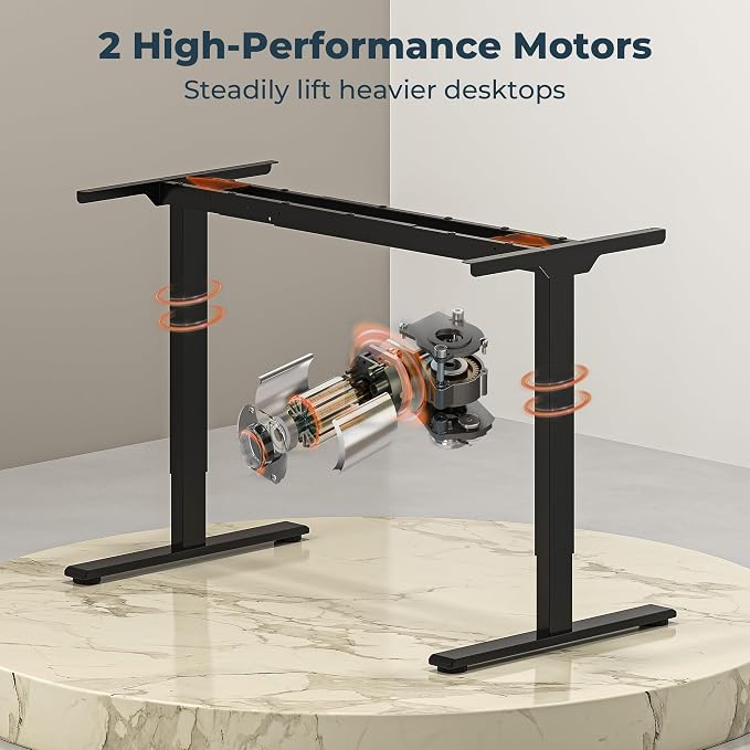 Dual Motor Standing Desk, Large Stand Up Desks, 63x28 Inches Electric Sit Stand Desks, 4 Memory Preset Adjustable Height Computer Table for Home Office with Splice Board (Brown)