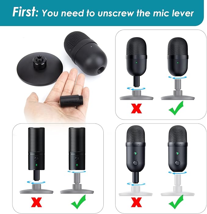 Mic Boom Arm for Razer Seiren V2 X Microphone - Adjustable Mic Arm Compatible with Razer Seiren V2 Pro, Seiren Mini and Seiren X, Mic Stand Great for Streaming, Gaming, Podcast by YOUSHARES