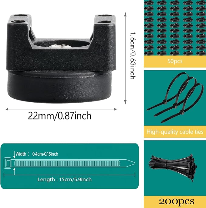 50 Pcs zbab1 Magnetic Zip Tie Mount Base, 25LBS Strong Magnetic Wire Holder & Cable Clips,Magnetic cable management for cars, offices, homes, and boats Diameter 22mm