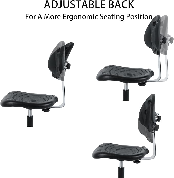 TAKE UR SEAT® Deluxe Heavy Duty Drafting Lab Stool Chair, 18'' Adjustable Footring, 10'' Adjustable Height, 450 lb Seat Capacity, Tall Bench Height Chrome(Standard Caster)