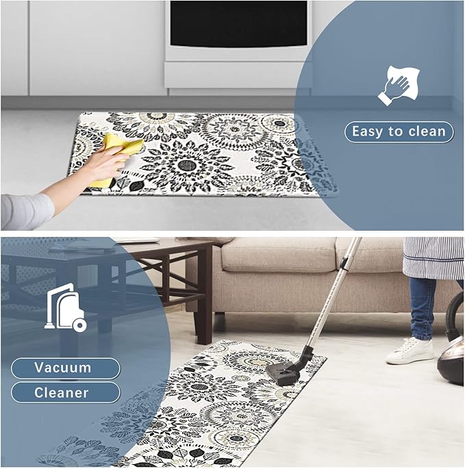 Sofort Kitchen Mat, Cushioned Anti Fatigue Kitchen Rug Set, 2 Pieces Non Slip Waterproof Kitchen Mats for Floor, Comfort Heavy Duty Standing Mat for Kitchen, Laundry, Sink, Office, Desk
