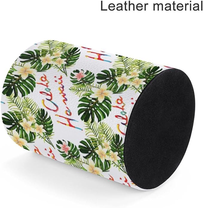 Palm Leaves Pen Holder for Desk PU Pencil Cup Organizer | Round Desks Makeup Brush Holder for School Multifunctional Office Supplies