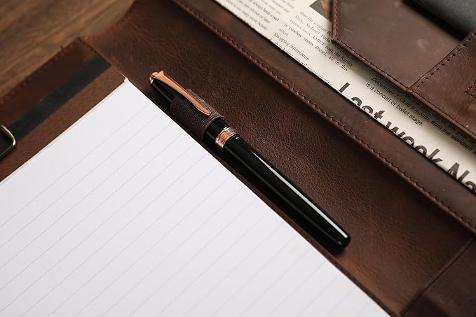 Personalized Leather Portfolio for Lefty, Engraved Leather Clipboard Portfolio Binder, Custom Leather Padfolio Leather Legal Portfolio, Christmas Gift for Him/Her (Clipboard, Khaki-Custom)