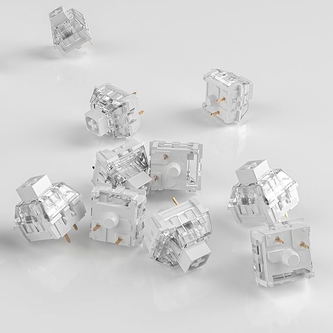 Kailh 10 PCS Box White Switch Replacement 3 Pin Mechanical Keyboard Switches, Clicky, Accurate Typing, Dustproof, Suitable for clicker for 3D Prints and MX Gaming Mechanical Keyboards