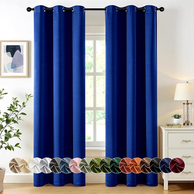 MIULEE Blackout Curtains for Bedroom Living Room 2 Panels, Thermal Insulated Room Darkening Drapes Grommet Noise Reducing Light Blocking Window Treatments 84 Inches Long 40x84 Inch Royal Blue