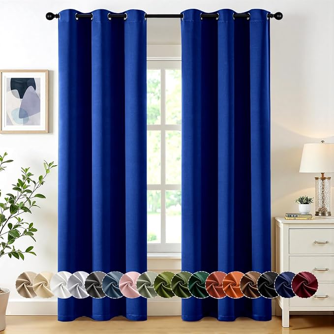 MIULEE Blackout Curtains for Bedroom Living Room 2 Panels, Thermal Insulated Room Darkening Drapes Grommet Noise Reducing Light Blocking Window Treatments 72 Inches Long 40x72 Inch Royal Blue