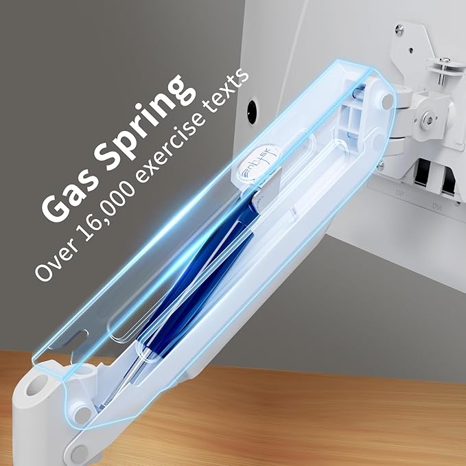 Suptek Monitor Mount Gas Spring Monitor Arm Desk Mount Fully Adjustable Fits 17 20 22 23 24 26 27 32 35 inch Monitors Weight Capacity up to 24.25 lbs, White