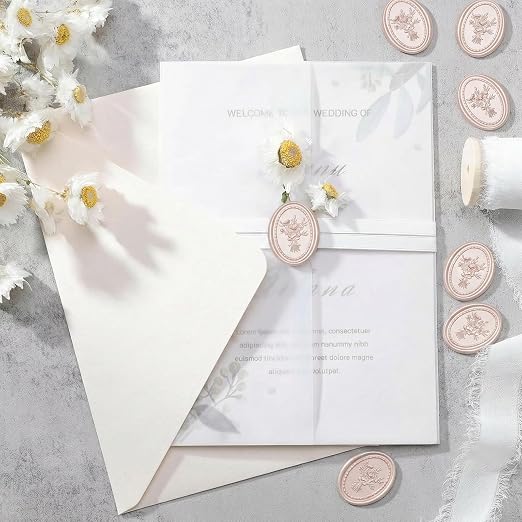 UNIQOOO Wax Seal Stickers - Vintage Photo Frame Floral Bouquet Wedding Invitation Envelope Seal Stickers, 50 Pcs Self-Adhesive Champagne Stickers, Perfect for Invitation, Christmas, Gift Wrapping