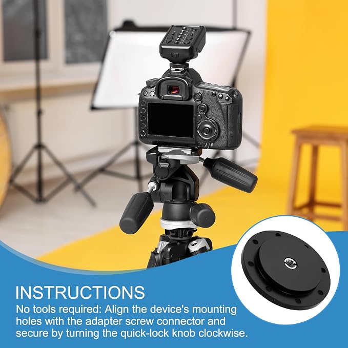 PATIKIL 3/8" Thread Tripod Adapter Holder 50mm Dia, Aluminum Alloy Flange Wall Mount Tripod Mount Plate with 1/4" Adapter Screws for Monitor Light Flash DSLR Camera