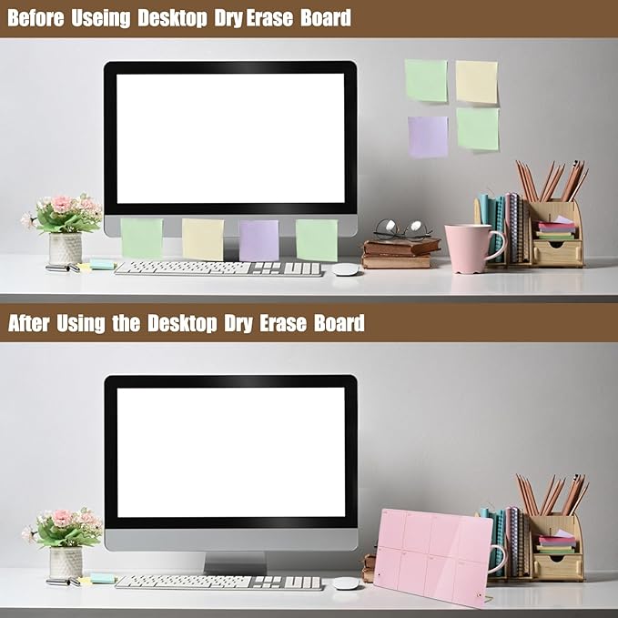 Desktop Acrylic Weekly Planner Whiteboard with Stand,12"X6"-Small,Dry Erase Weekly Planner for Desk,Acrylic Desk Calendar Dry Erase,Pink Dry Erase Board for Office Home School-ZMZL-P-1530