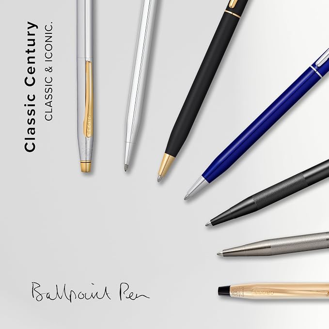 Cross Classic Century Refillable Ballpoint Pen Presented in a Luxury Gift Box - Medium Point, Black Ink, Brushed Black
