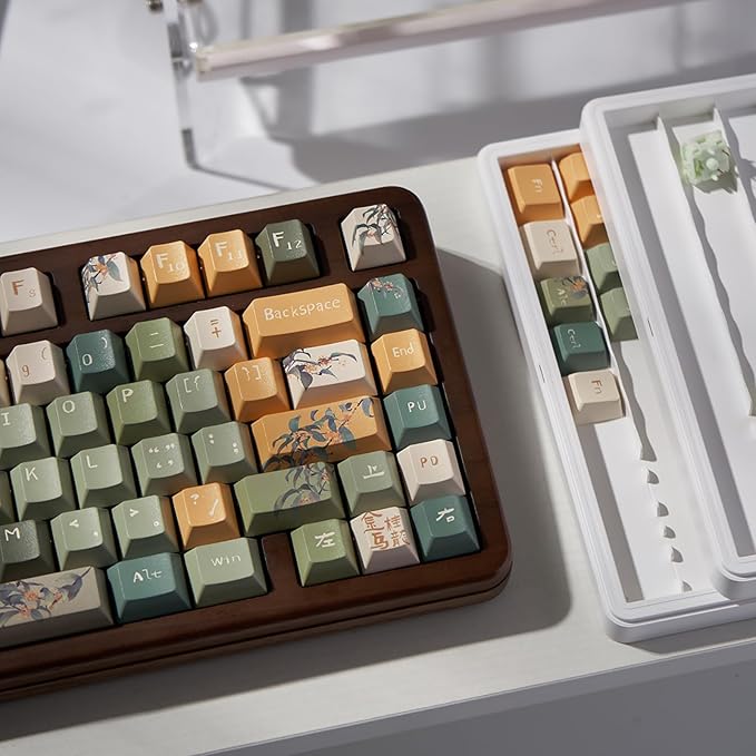 152 Keys Green Keycaps PBT Dye Sub Cherry Profile Keycaps Fit for 61/64/87/104/108 Cherry Mx Switches Mechanical Keyboard